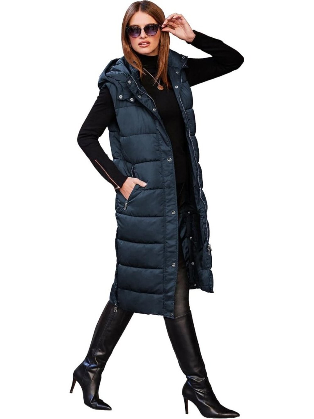 Cozy Women's Long Quilted Puffer Vest - Warm Sleeveless Down Jacket for Winter
